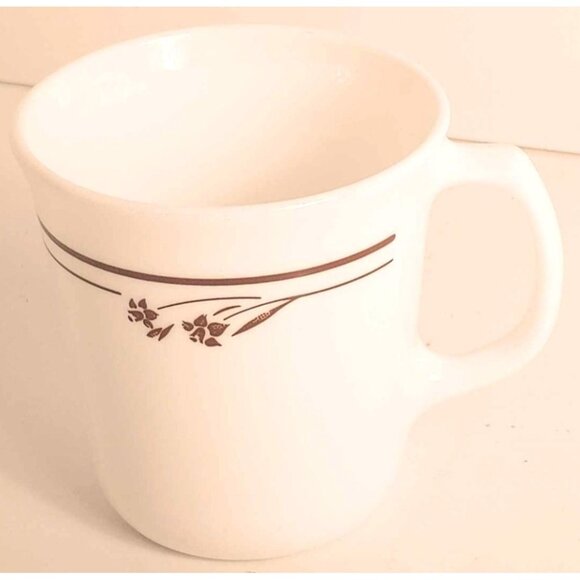 Vintage Corelle White Coffee Cocoa Tea Replacement Mug With Brown Floral Pattern - Picture 1 of 7
